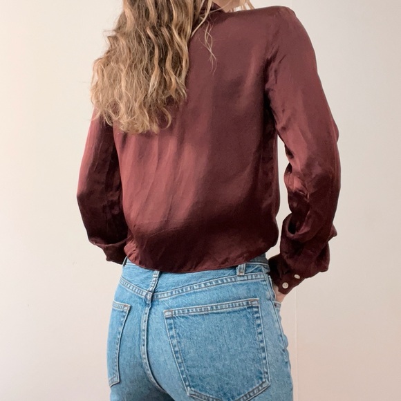 Satin Wilfred button and tie up top - Picture 4 of 4